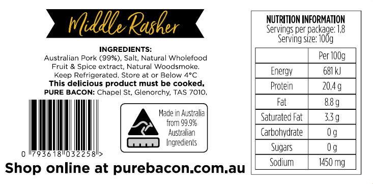 Pure Bacon - Middle Rasher