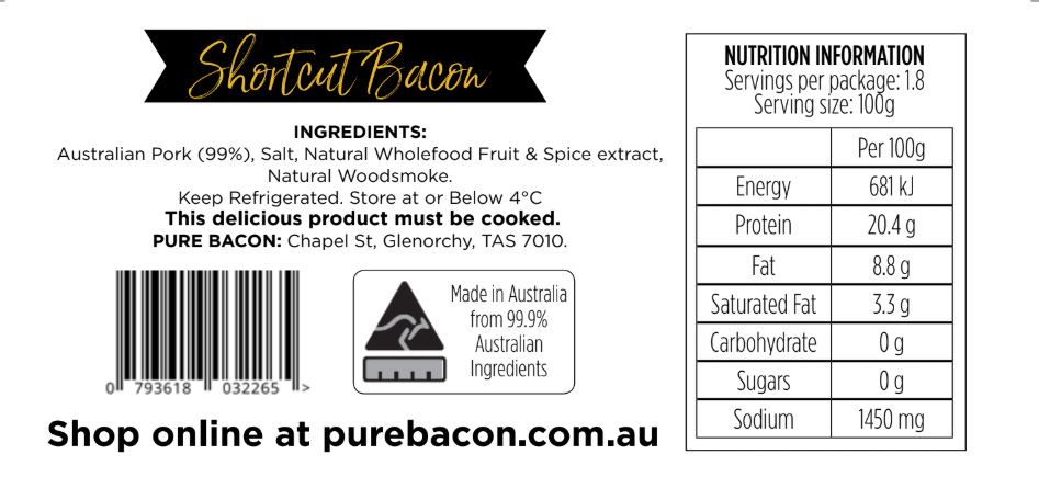 Pure Bacon - Shortcut Bacon 180g