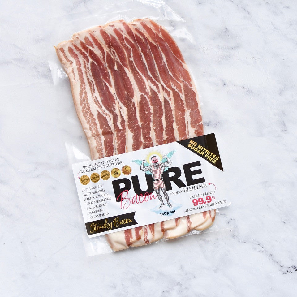 Pure Streaky Bacon by Boks Bacon - Nitrite-Free, Sugar-Free Package
