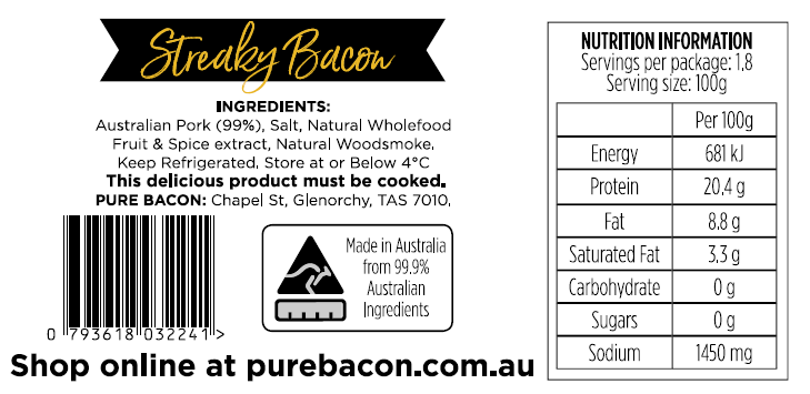 Pure Bacon - Streaky Bacon 180g