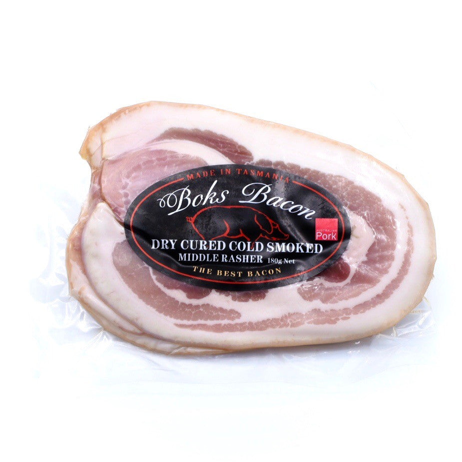 Boks Dry Cured Woodfire Smoked Middle Bacon 180g