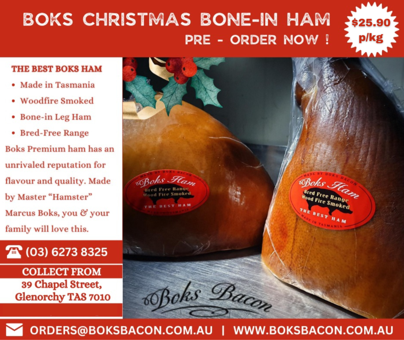 Boks Christmas Ham Bone - in Preorder | $25.90/Kg | No Deliveries,Collect Only | $50 Initial deposit required to pre-book
