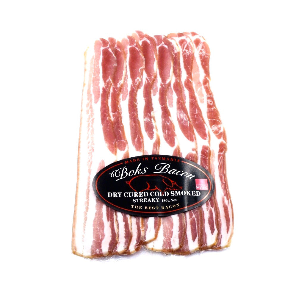 Boks Streaky Bacon (Tasmanian Oak Smoked, Dry Cured) 180g